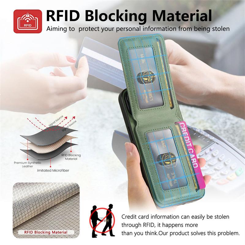 RFID-blocking Wallet with Card Holder Phone Case for Samsung S25 S26 Ultra S24 S23 S22 Plus S21 FE A17 A07 A37 A57 A36 A56 Cover