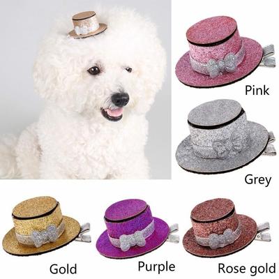 1Pc Dog Accessories Crown Bows Hair Clips Colorful Small Hairpin Cloth Pet Headwear Baby Lovely Headwear