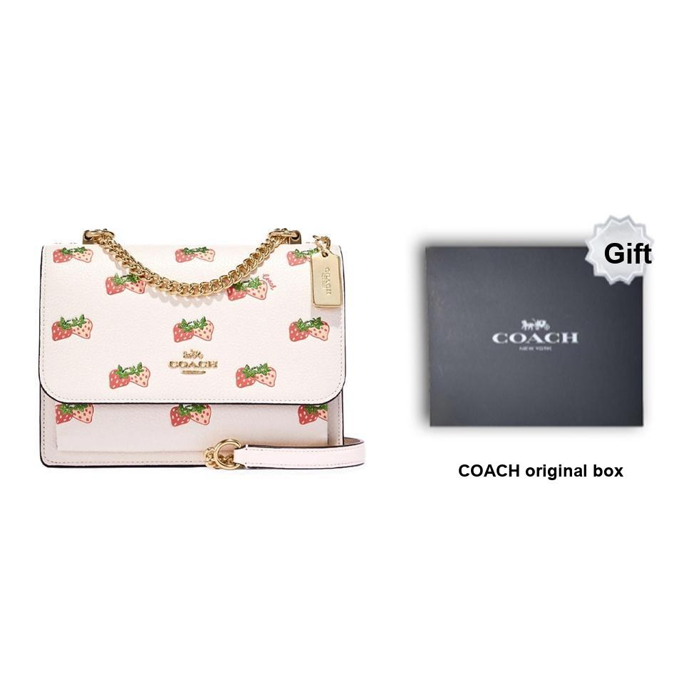 Coach Klare 21 Strawberry Print Chain Shoulder Strap Leather Accordion Bag Women Shoulder Bag CB599-IMCAH