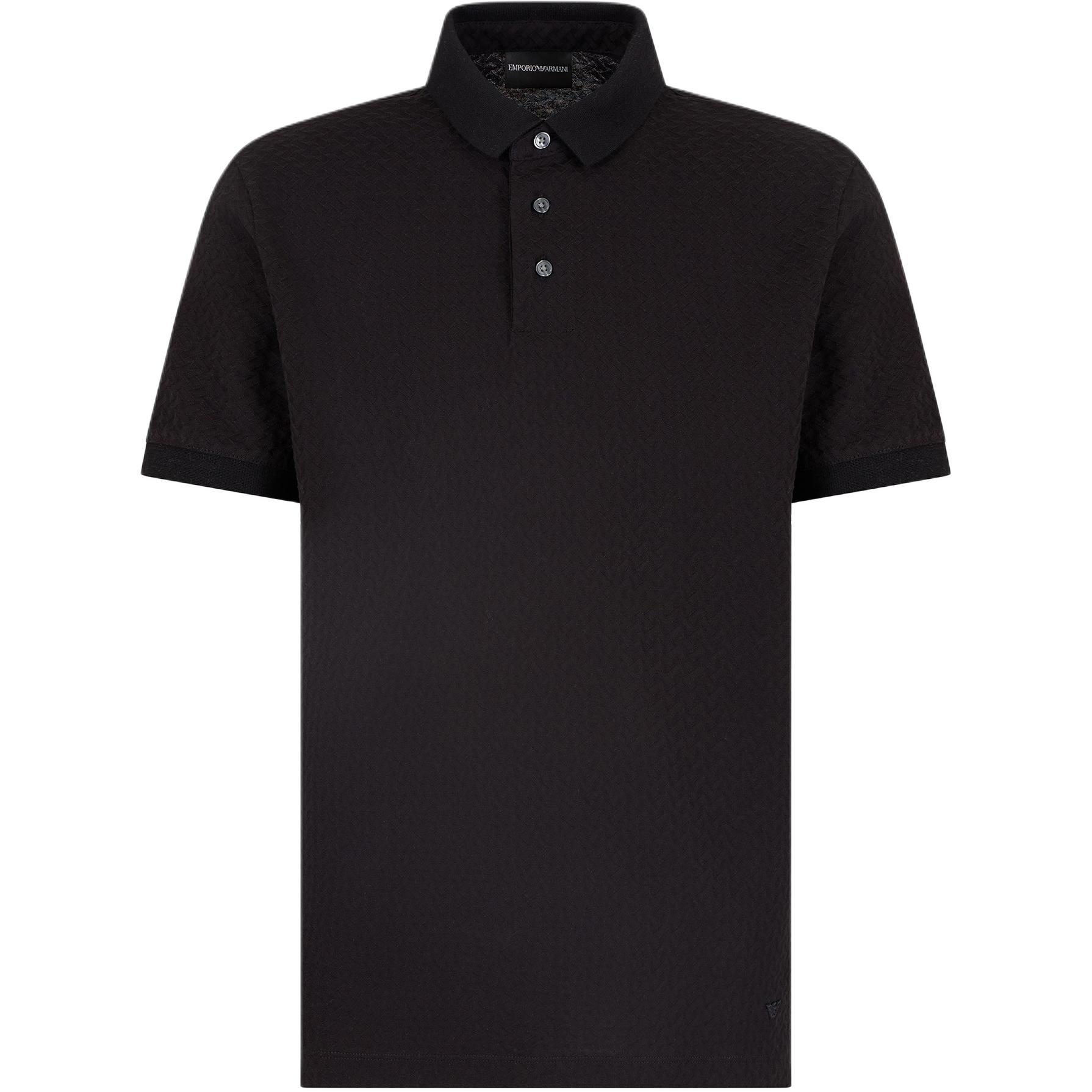 

Emporio Armani Solid Color Jacquard Button Short Sleeve Polo Shirt Men tops Black EM001295AF1-0762F-C156 XL