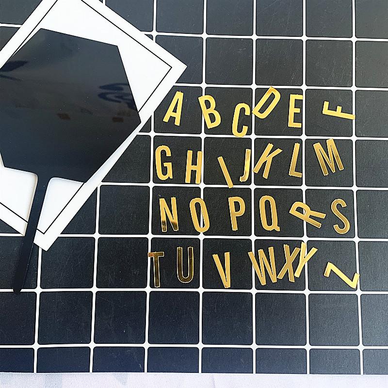 Golden 26 Letter DIY Birthday Stickers  Acrylic Cake Decoration English Alphabet Wedding Party Cake Decor Supplies