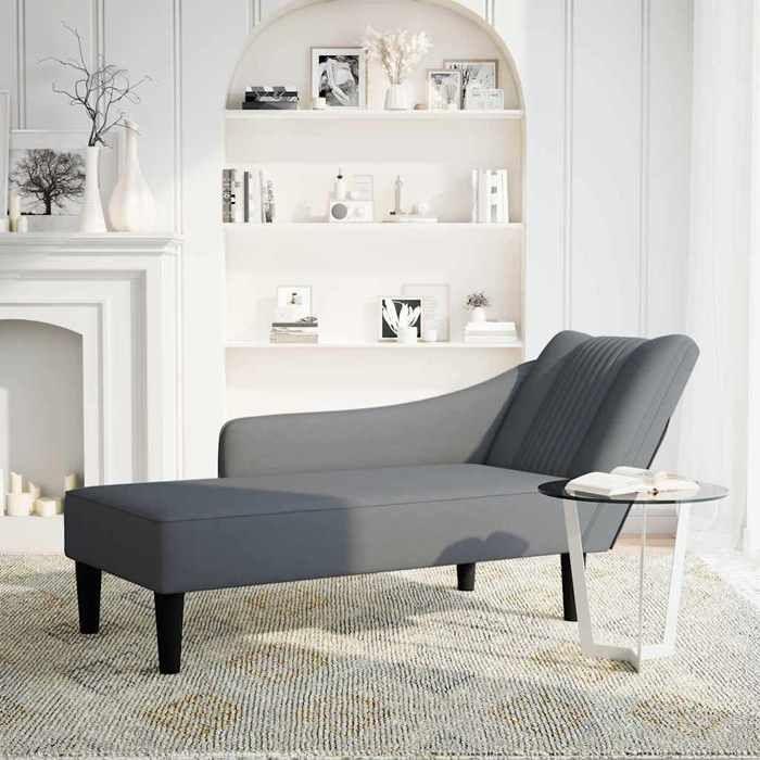 VidaXL Lounge Chair with Right Armrest Dark Grey Velvet, Armchair, Relaxation Chair, Padded Lounge Chair, 4009793
