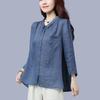 Women's Plus Size Nine-Sleeve Cotton Linen Ramie Top - Autumn 2025 Collection