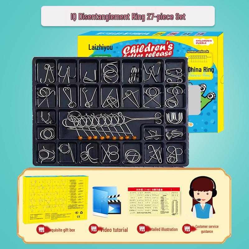 24-Piece Interlocking Rings and Luban Kongming Lock Set - Children's Educational Disentanglement Toys