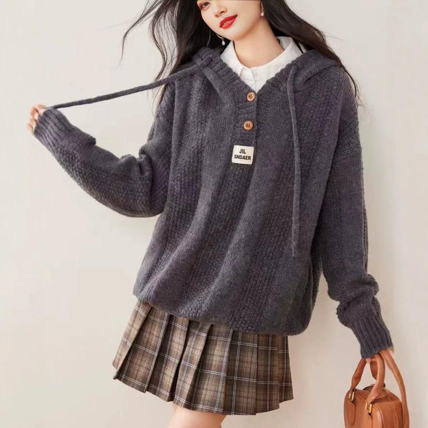 Cozy Loose Hooded Sweater - Korean Style Autumn/Winter Knit Top