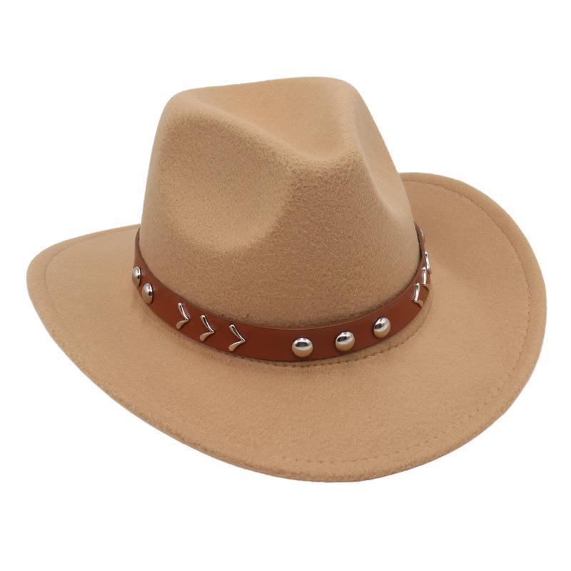 Rivet Tibetan Top Hat Belt Western Cowboy Hat Jazz Hat Guozhuang Dance Felt Hat Mongolian Sun Hat Wholesale For Men And Women