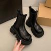 Retro Shoes, Short Boots, New Thick-heeled, Thick-soled Chimney Boots, and Round-toed Boots