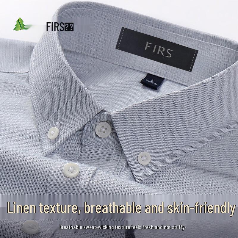 FIRS Men s Linen Cotton Blend Long Sleeve Shirt 38/S светло-серый