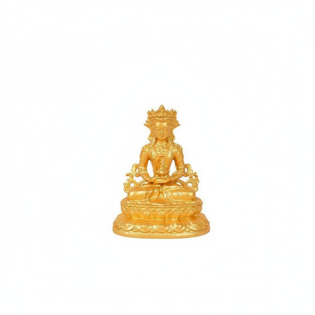 Miniature Golden Buddha Statue Palm Size Small Portable Buddhist Figurine Sitting Buddha Statue Feng Shui Religious Decor