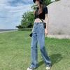 Mom Jeans Straight Pants Washed Loose High Waist Plus Size Women Casual Boyfriends Cowboy Vintage Wide Leg Trousers