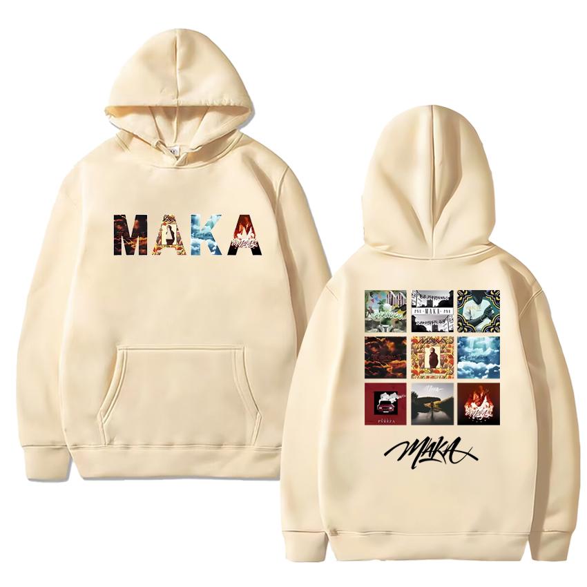 Hot Rapper Maka Music Album Tour 2025 Double Sided Cover Print Hoodie Unisex Hip Hop Punk Streetwear Men Women Fleece Sweatshirt