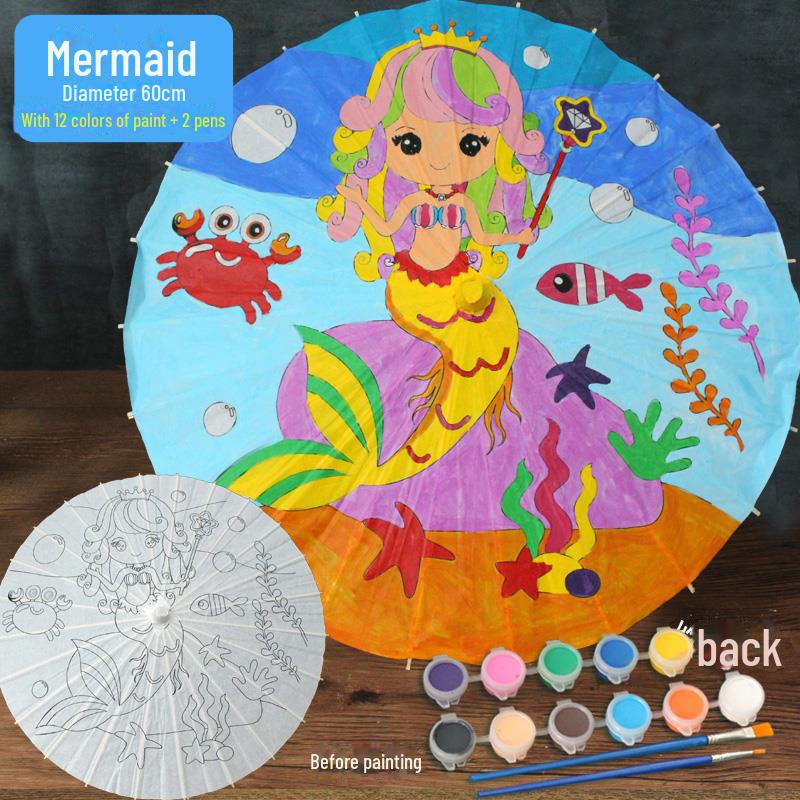 DIY Handbemaltes Weißes Ölpapier Schirm-Set für Kinder - Bastelprojekt im antiken Stil für den Kindergarten