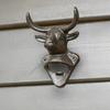 Yousheng Elk Cow Head Bottle Opener, Wall Mounted Beer Cap Remover, Rustic Iron Opener for Home Bar, Industrial Decor
