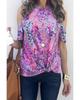 Azura Exchange Lavender Floral Print Cold Shoulder Blouse