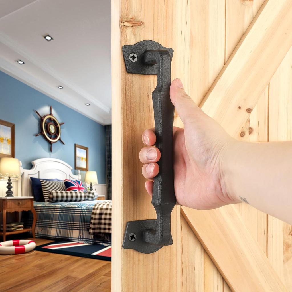 Sliding Barn Door Handles,10 Inch Heavy Duty Rustic Design Barn Door Pull, for DIY Sliding Barn Door, Gate, Shed, Garage | Square Solid Metal