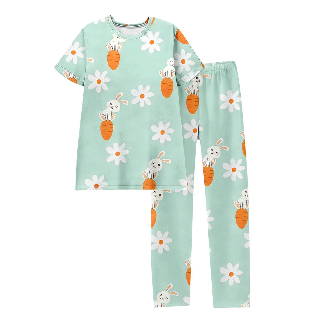 Women's Easter Bunny Print Short Sleeve Pajama Set