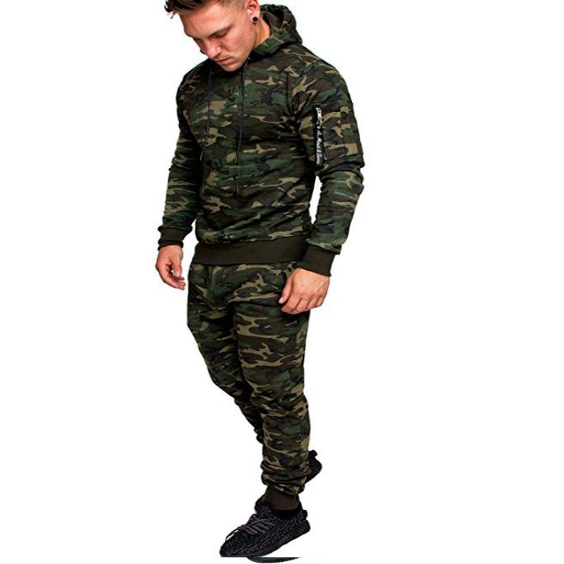 Men's Set Autumn/Winter Sets Fashion Outdoor Sports Leisure Camouflage Hoodie Set