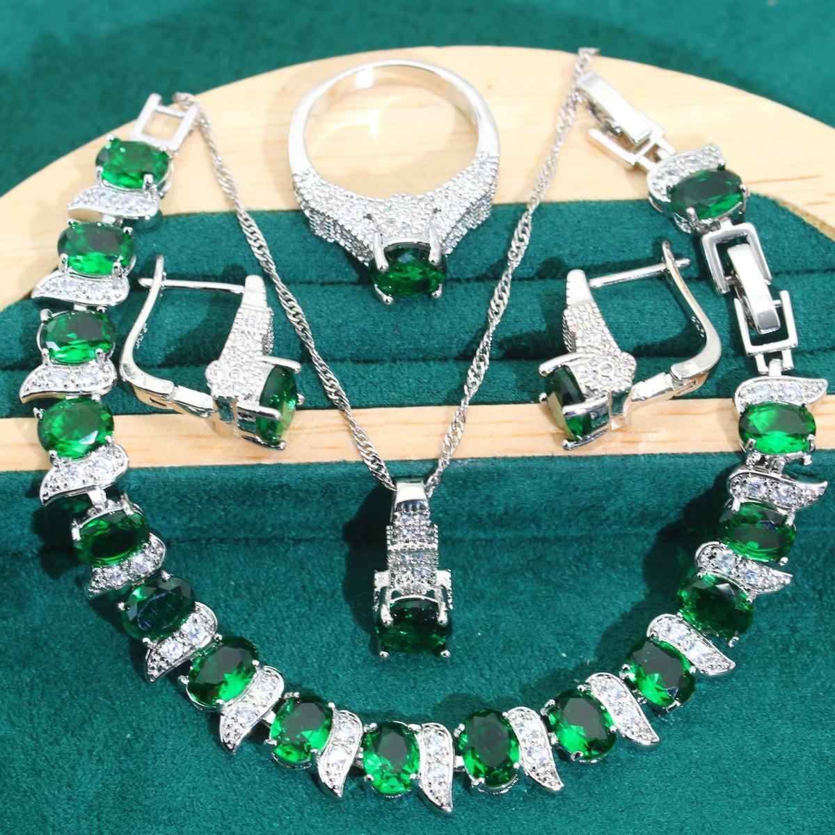 

Европа и Соединенные Штаты Изысканная популярная невеста Циркон ожерелье ожерелье браслет серьги кольцо 10 yards