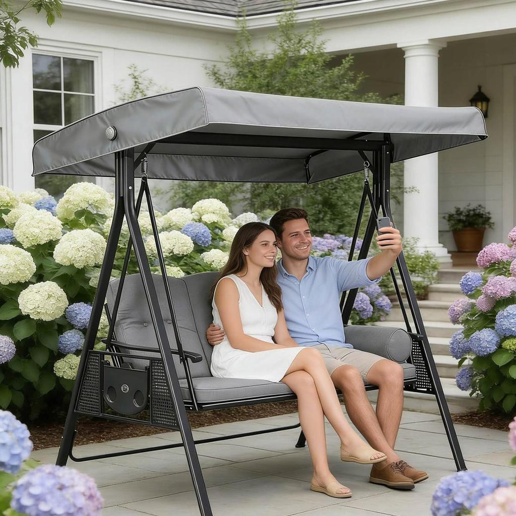 Outdoor Garden Swing Chair Canopy Cover Shade Sail Waterproof Dust Anti UV Tent Chair Top Canopy Replacement Courtyard