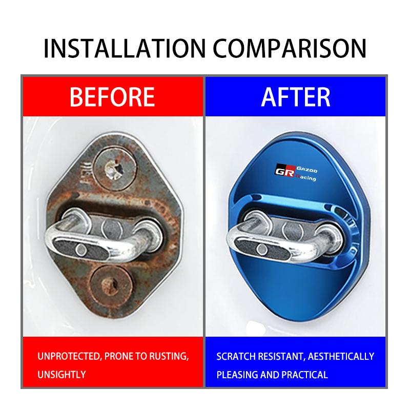 ACS2 4PCS Car Door Lock Cover Stainless Steel Protection Accessories For Toyota Crown GR Corolla YARIS Auris C-HR Hilux Vios Prius