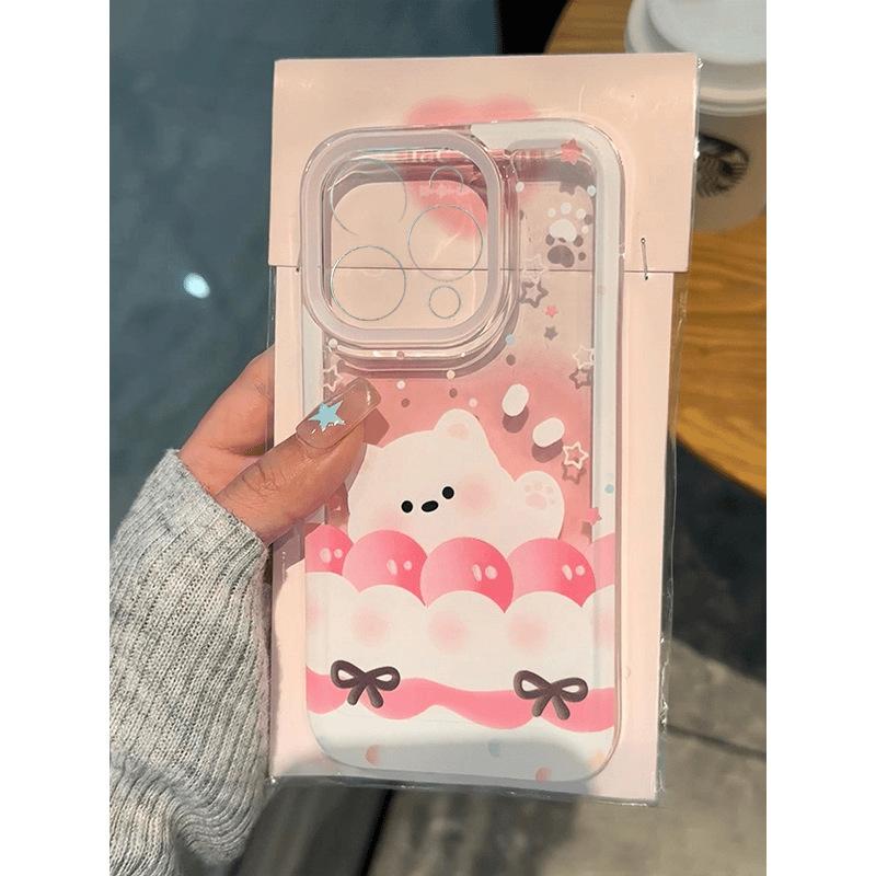 Cake cat goose suitable for Apple 16promax mobile phone case 13 14 15 space case 15pro cartoon 12 fine