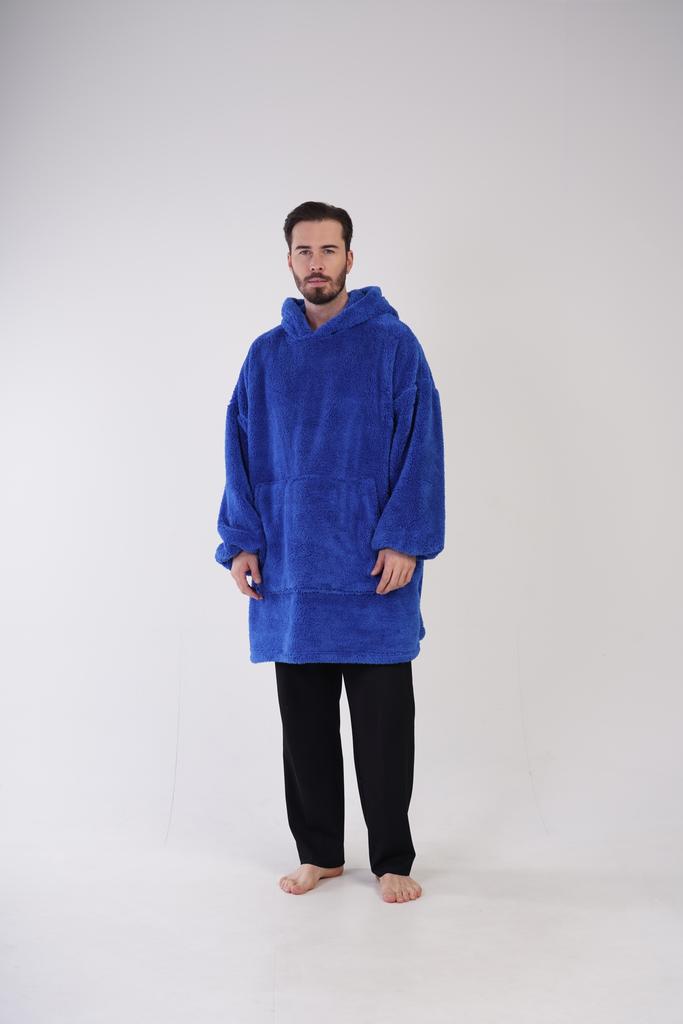 Bluza Koc Oversize Kocobluza Pluszowa 2W1 Szlafrok Z Kapturem Duża Gruba