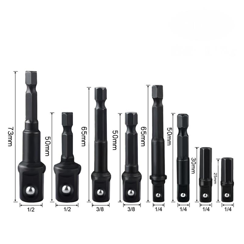 Texture1 Set 1 4 Drive Impact Socket Adapter Reducer Square Socket Drill Bit Bar Adapter Durable Steel for Garage Mechanics