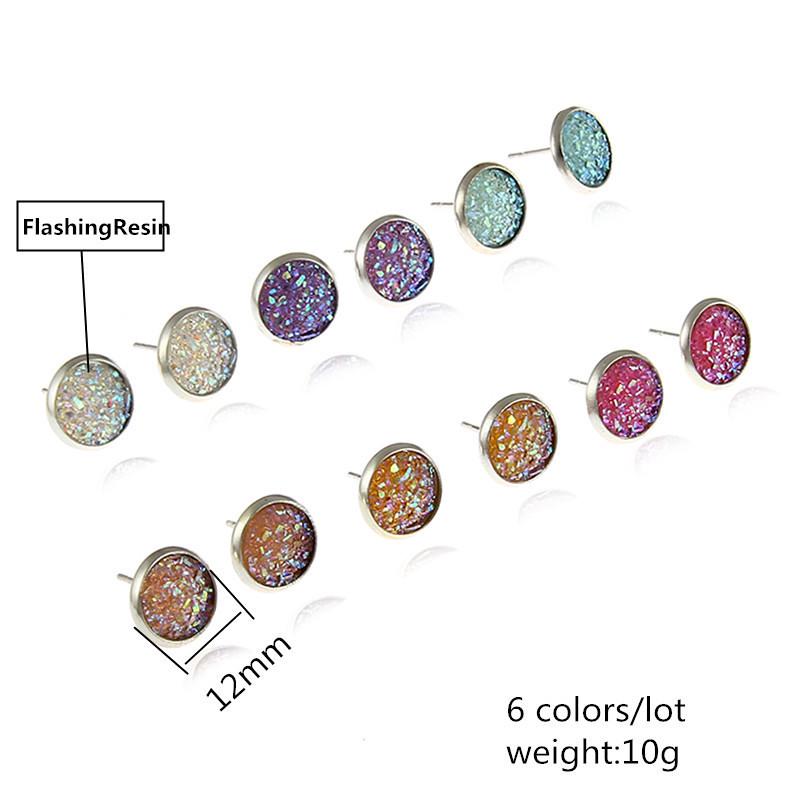 6 Pairs Stainless Steel Shiny Austrian Crystal Round Stud Earrings Set