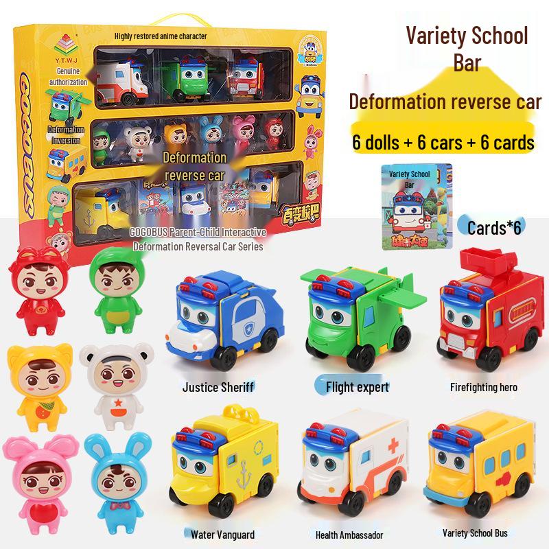 Twisty Bus Toy: Double-Sided Reversible Transforming Robot Car Set for Kids