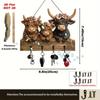 Highland Cow Ornaments Key Holder Wall Mount with 4 Hooks Animal Wooden Towel Key Hooks for Entryway Hallway Farmhouse