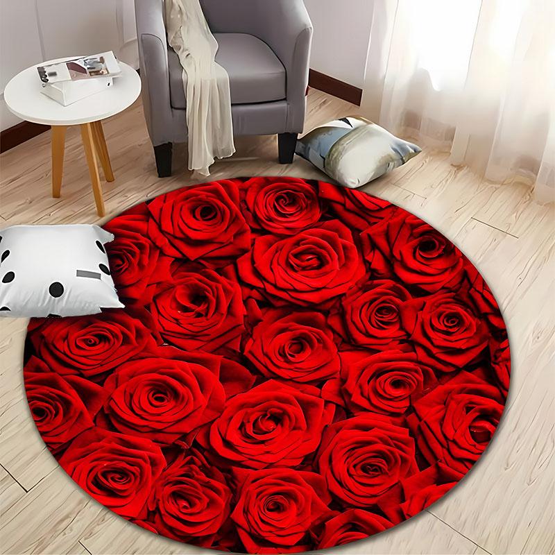Luxurious Red Rose Carpet for Romantic Spaces round carpet for home sofa bedroom, gift