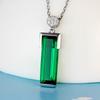 Pendant Emerald Colored Gemstone Plated 925 Silver Treasure Tourmaline Jewelry Necklace Plated 18K White Gold Pendant Women's