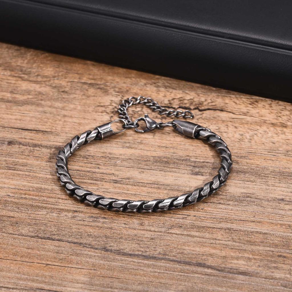 Vnox Retro Silver Color Chain Bracelets for Men, Rock Punk Stainless Steel Links Wristband, Birthday Party Gifts for Him Jewelry
