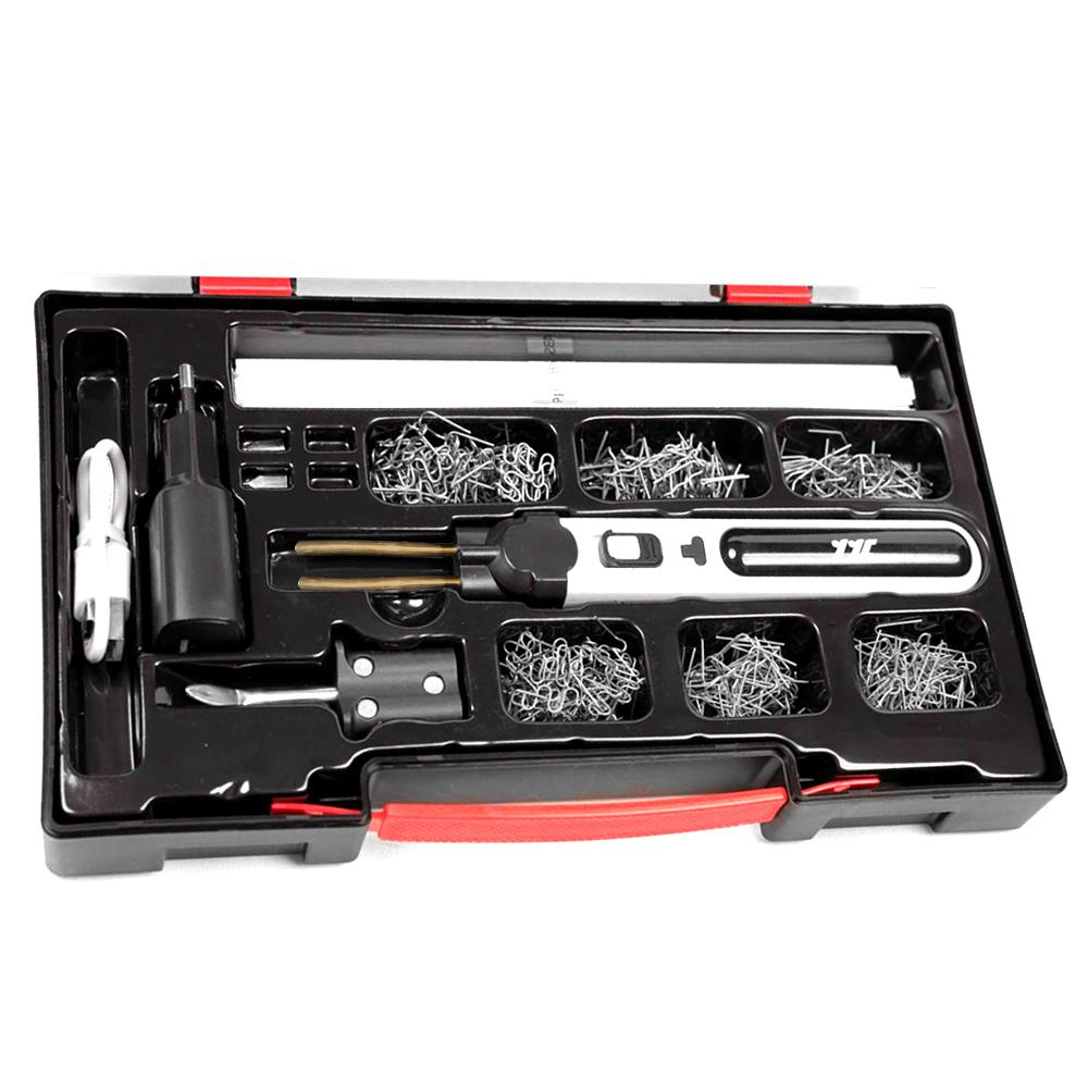 Tragbare Handheld-Kunststoffschweißmaschine Thermisches Schneiden Heißklammerer Kunststoffloch-Reparaturwerkzeugset mit LED-Licht