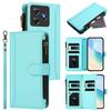 Phonecase for Ulefone Note 17 Pro Magnetic Closure 9 Card Slots Zipper Leather Case with Hand Strap