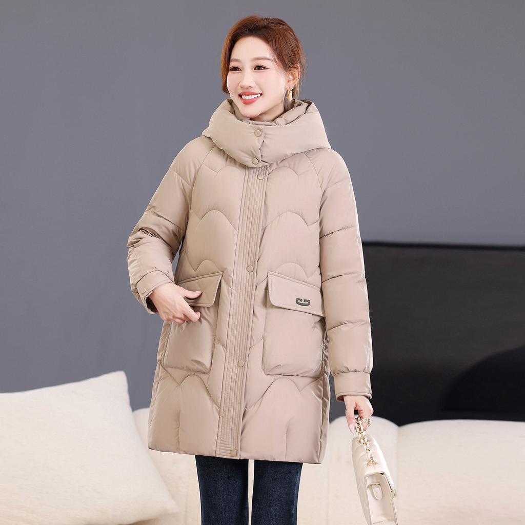 New winter hooded cotton-padded clothes women's medium and long cotton-padded clothes plus size women's clothes thickened cotton-padded jacket