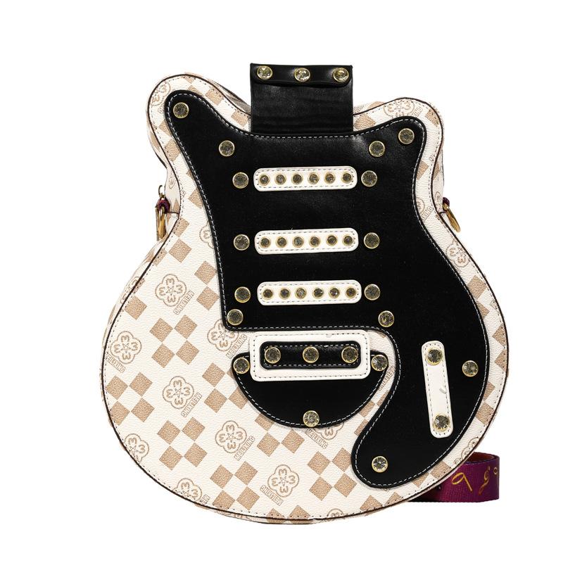 Personalized guitar bag 2025 new Korean version fashion rivet shoulder bag ins Internet celebrity women's backpack