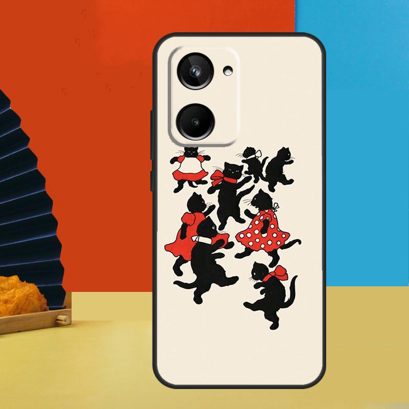 Black Cat Face Kitty For Realme GT7 Pro GT6 10 11 12 13 14 15 Pro Plus C55 C67 C63 C61 C53 C31 C65 C71 C75 Case