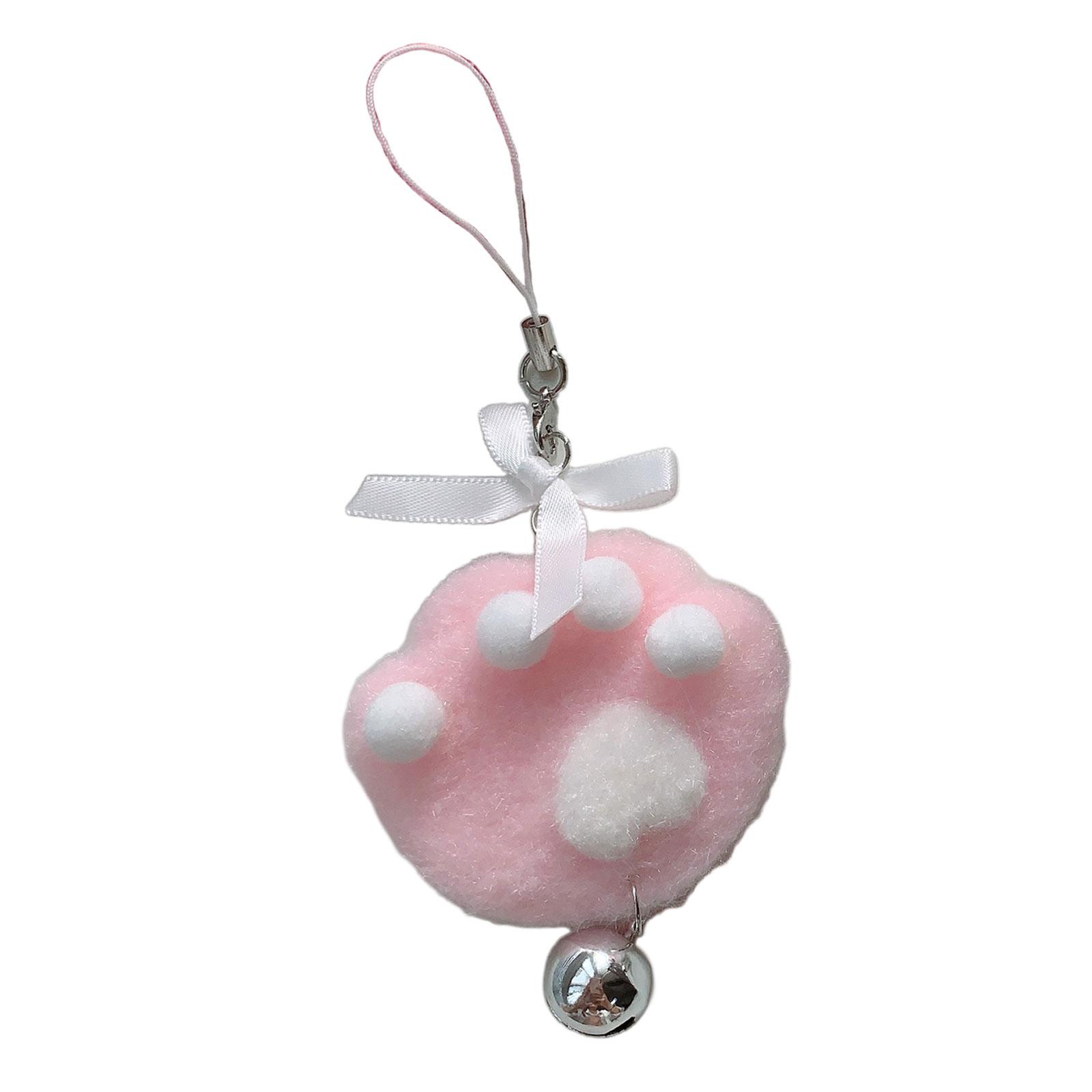 

1/2 шт. Кошачий колокольчик Шарм для телефона Плюшевый брелок Аксессуар с кулоном-бантом Универсальный брелок Ручной работы Брелок Украшение розовый