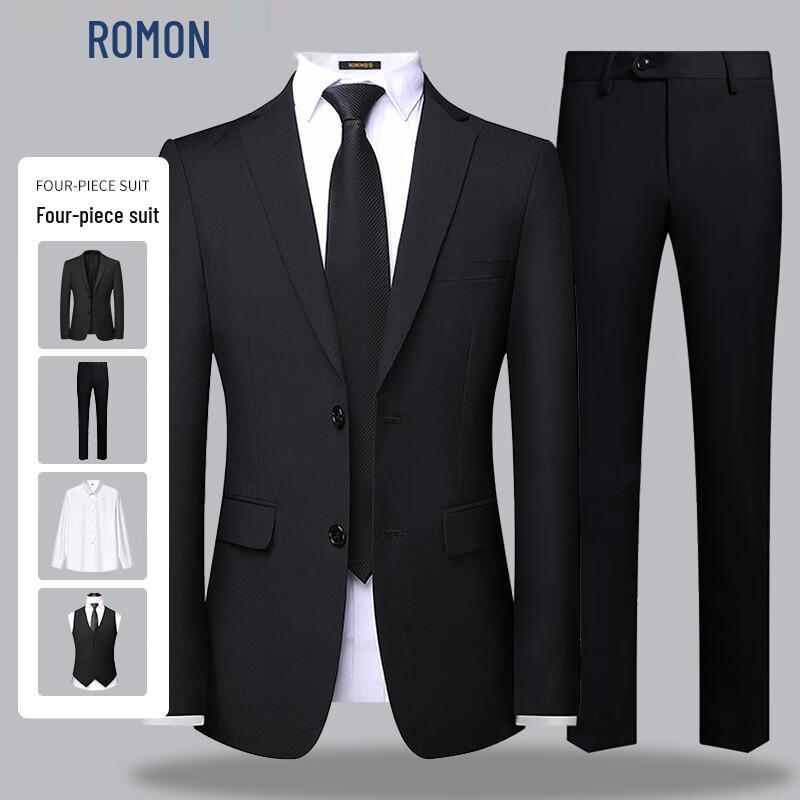 ROMON Men's Slim Fit Business & Wedding Suit Set