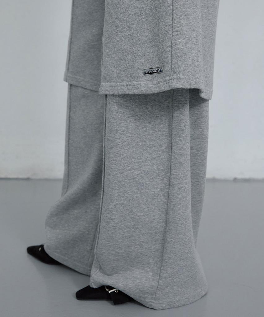 Uusoo Cotton Layered Elastic Waist Pants_ Melange Gray