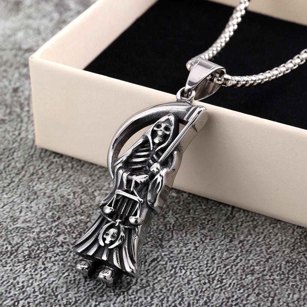 European and American Retro Men's and Women's Pendant Single-sided Reaper Sickle Pendant Necklace