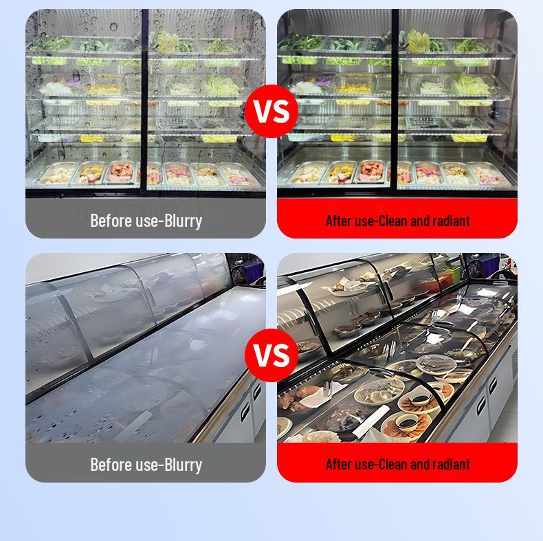 Long-Lasting Anti-Fog Freezer Glass Defogger - No-Wipe Solution for Clear Display Cabinets & Refrigerators