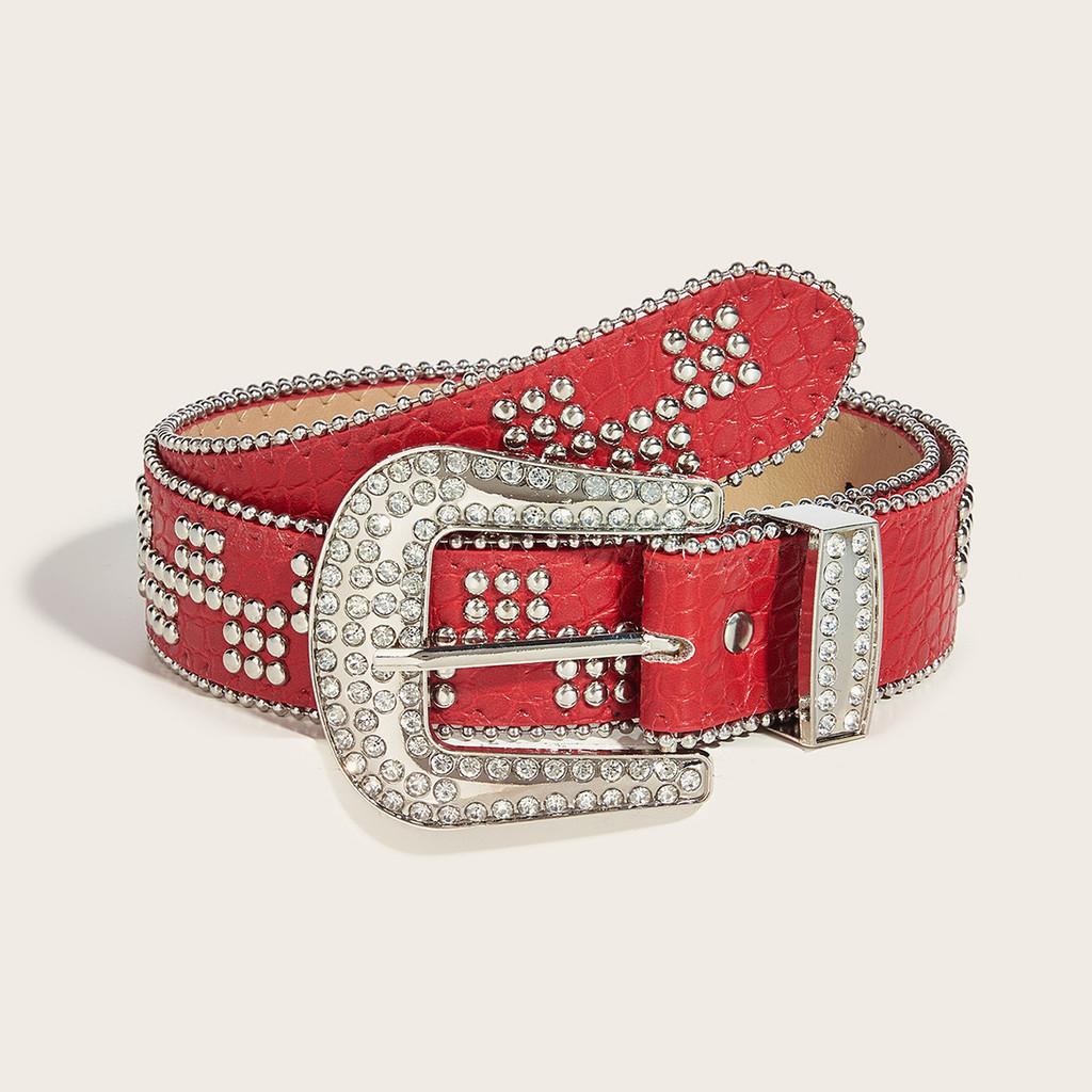 Style Pu Leather Belt With Starry Compass Buckle For Casual Youth Fashion