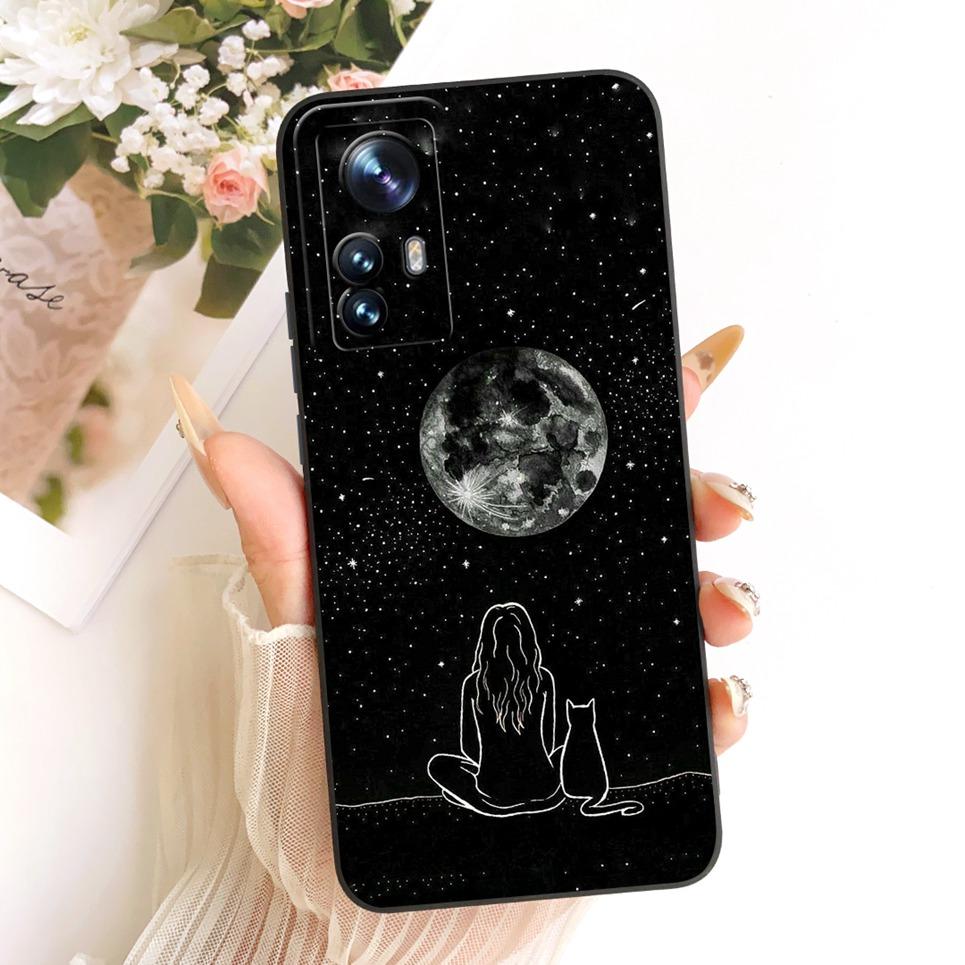 Phone Case For Xiaomi 12 12x 12s 12T Pro 12 Lite Casing Liquid Silicone Cartoon Dragon Funny Cat Seabeach Pattern Back Cover