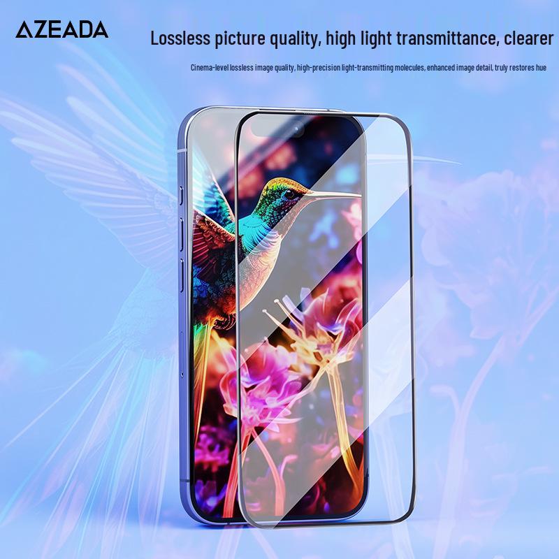 Azeada HD Tempered Glass Anti-Peep Screen Protector for iPhone 15/iPhone 16 Pro - Dust-Free, Instant Application