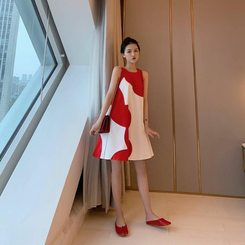 Korean Style Sleeveless Plus-Size Maternity Dress - Loose Fit, Medium to Long Length for Summer