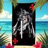 Gothic Warrior Bath Towel Dark Templar Cross Viking Knight Print Beach Towel Gift for Him Summer Vacation Decor