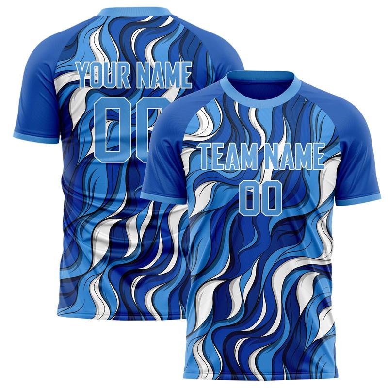 Customized Team Name Number Name Football T-shirts Personalized DIY Crew Neck Blue Sport T Shirts Loose Quick Dry Team Uniform