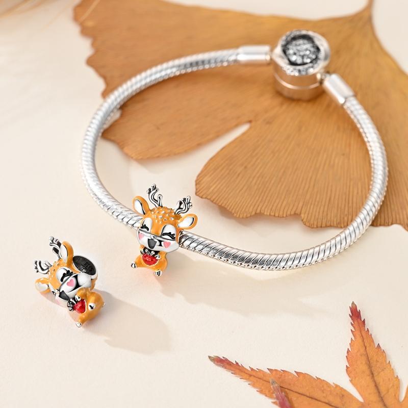 Autumn Charms Copper Brown Squirrel Pumpkin Bees Charms Beads Fit 3Mmoriginal Bracelets Diy Jewelry Warm Gifts